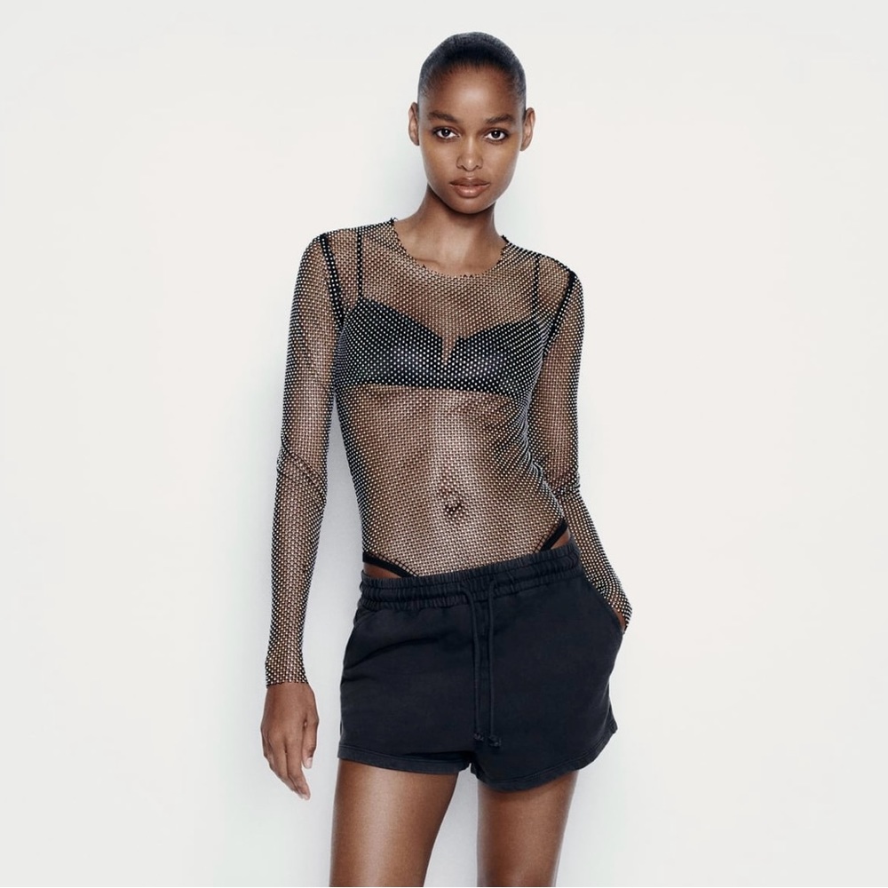 New🔥Zara Rhinestone bodysuit